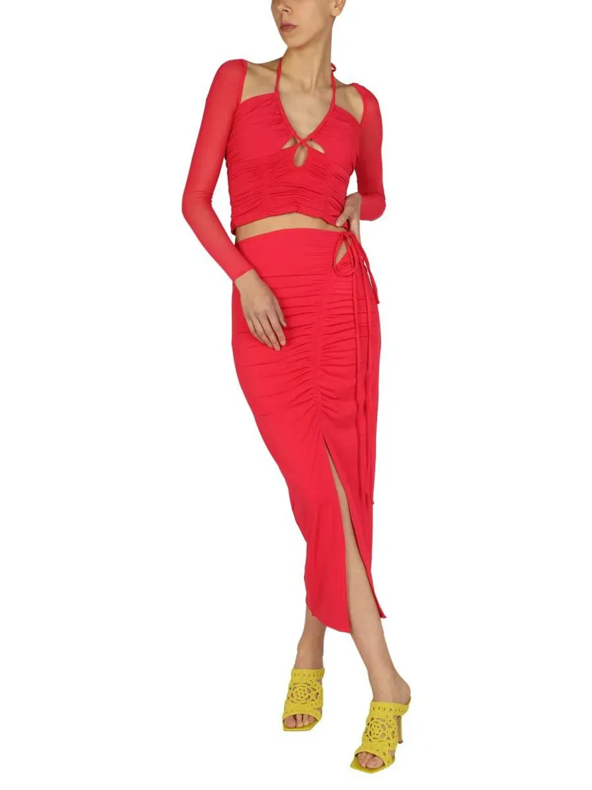 Self Portrait Jersey Cut Out Midi Dress Fuschia Size UK 8 - Image 1