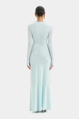 Sir The Label Alessia Ice Blue Silk Satin Jersey Draped Maxi Dress for rent on The Volte - image 4