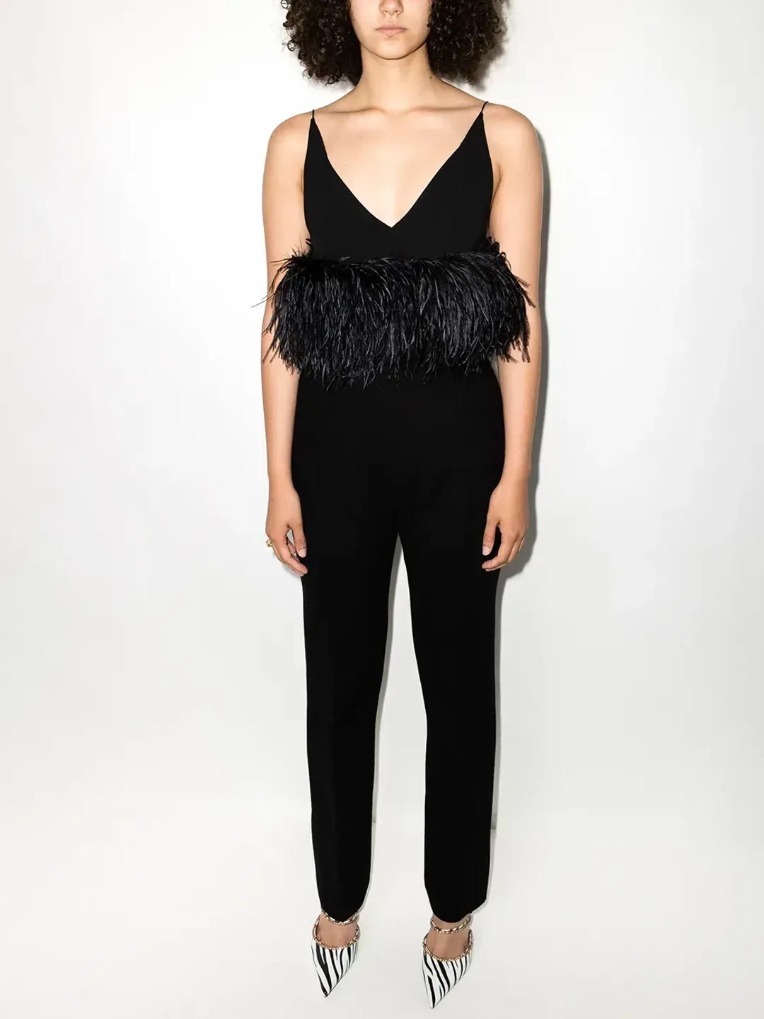 16ARLINGTON Poppy Cropped Feather Cami Top Black Size 12 for rent on The Volte - main image