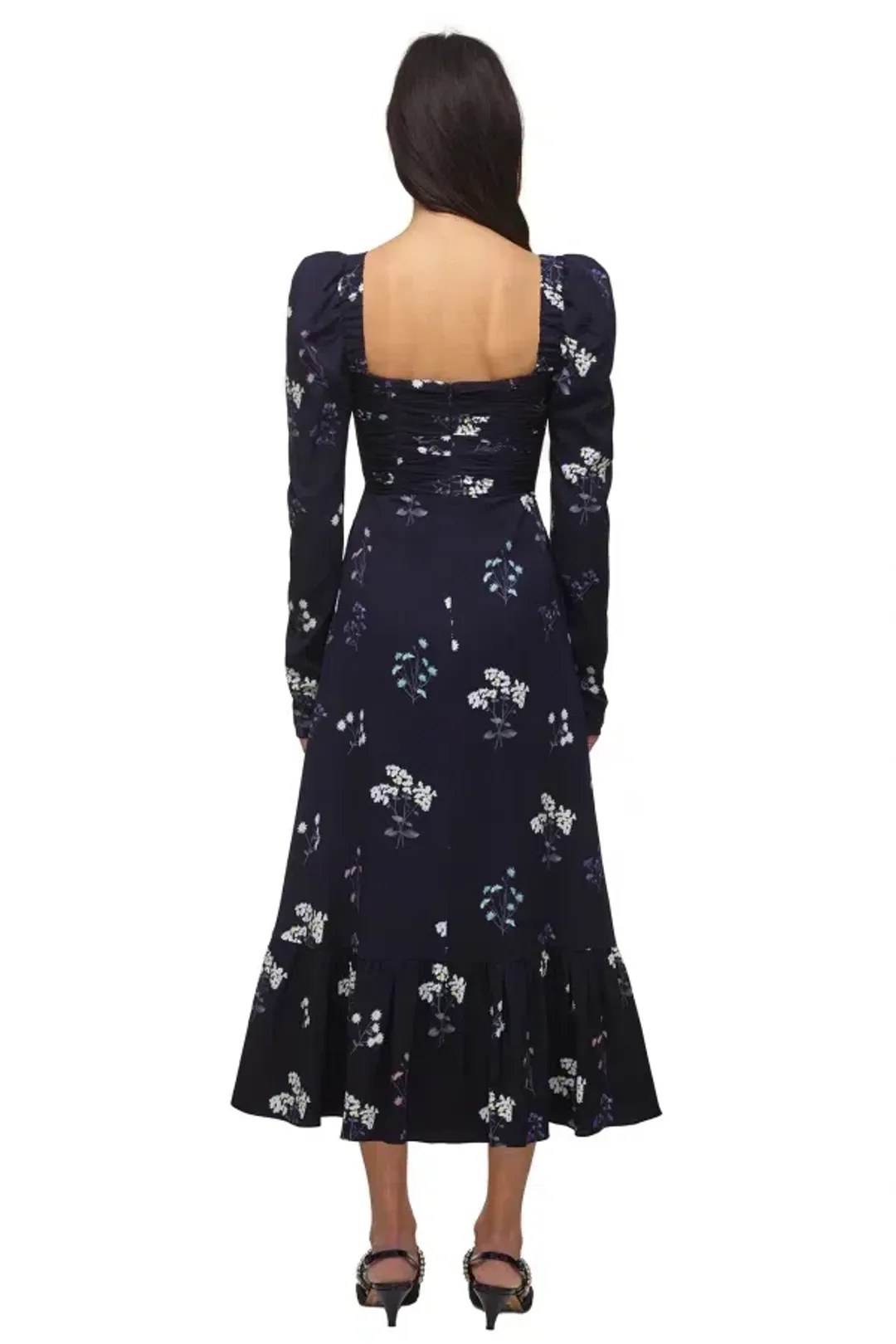 Self Portrait Navy Vintage Floral Midi Dress Size 10 for rent on The Volte - main image
