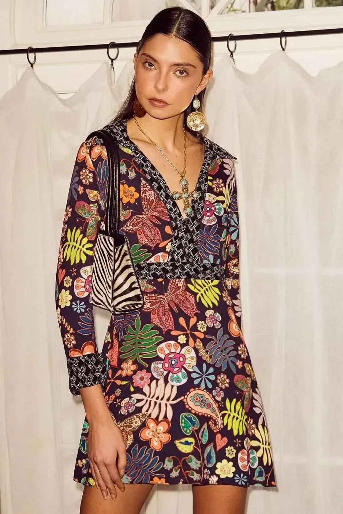 RIXO Patti Mini Dress Print Size 10 for rent on The Volte - main image