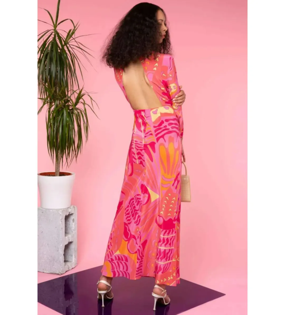 Rixo Rose Psychedelic Butterfly Dress Pink Print Size UK 10 for rent on The Volte - main image