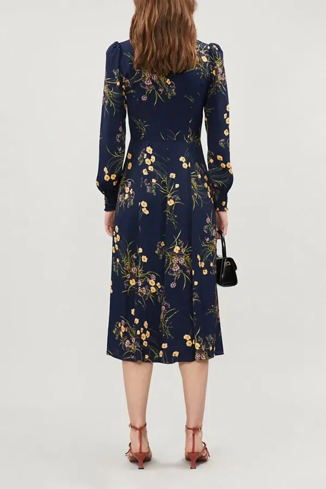 Reformation Wallflower Midi Dress Navy Floral Size 12 for rent on The Volte - main image