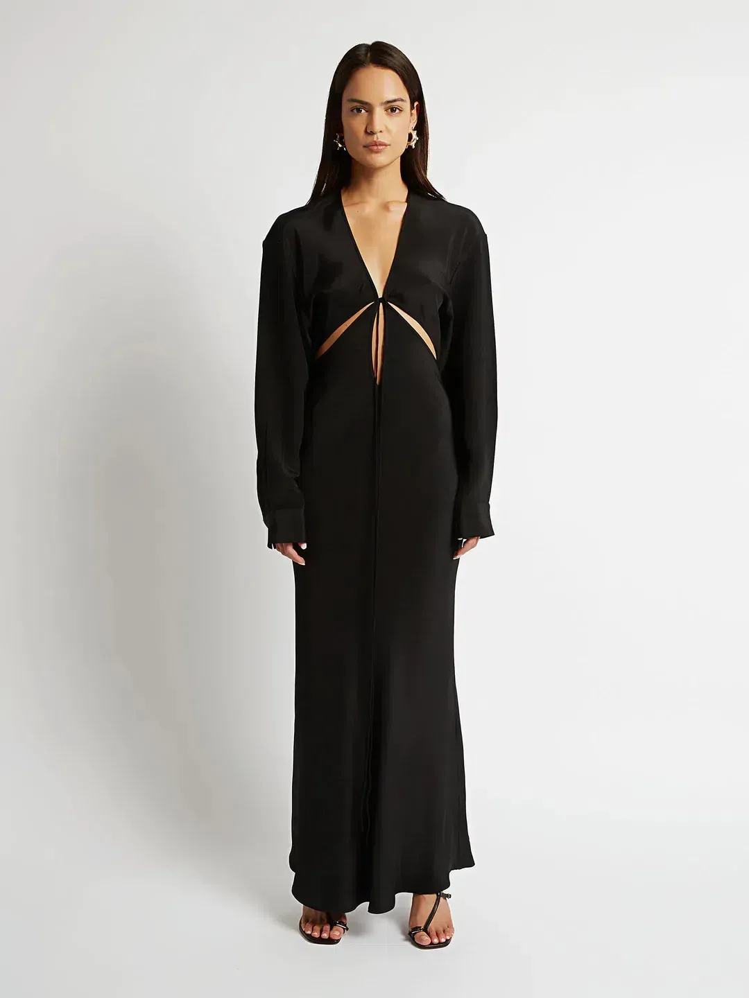 Christopher Esber Triquetra Silk Maxi Dress Black Size 10 for rent on The Volte - main image