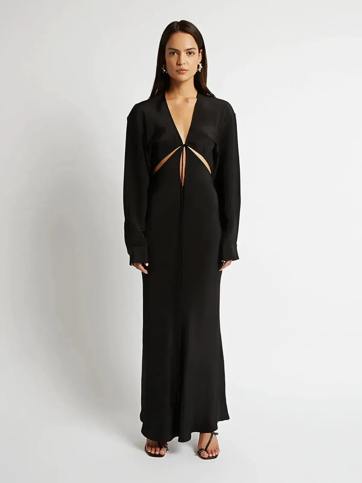 Christopher Esber Triquetra Silk Maxi Dress Black Size 10 for rent on The Volte - main image