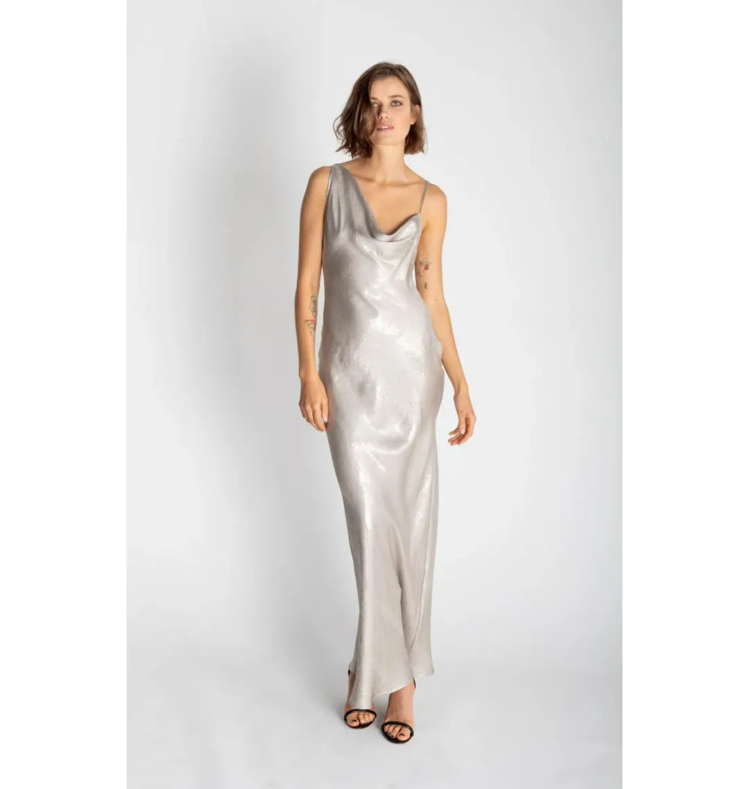 Rat & Boa Gaia Slip Dress Silver Snake Size UK 10 for rent on The Volte - main image