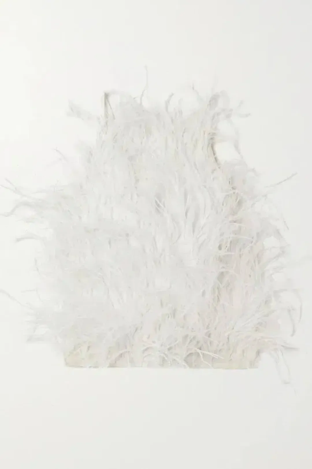 Cult Gaia Joey Open back Feather Embellished Crepe Top White Size UK 12 for rent on The Volte - main image