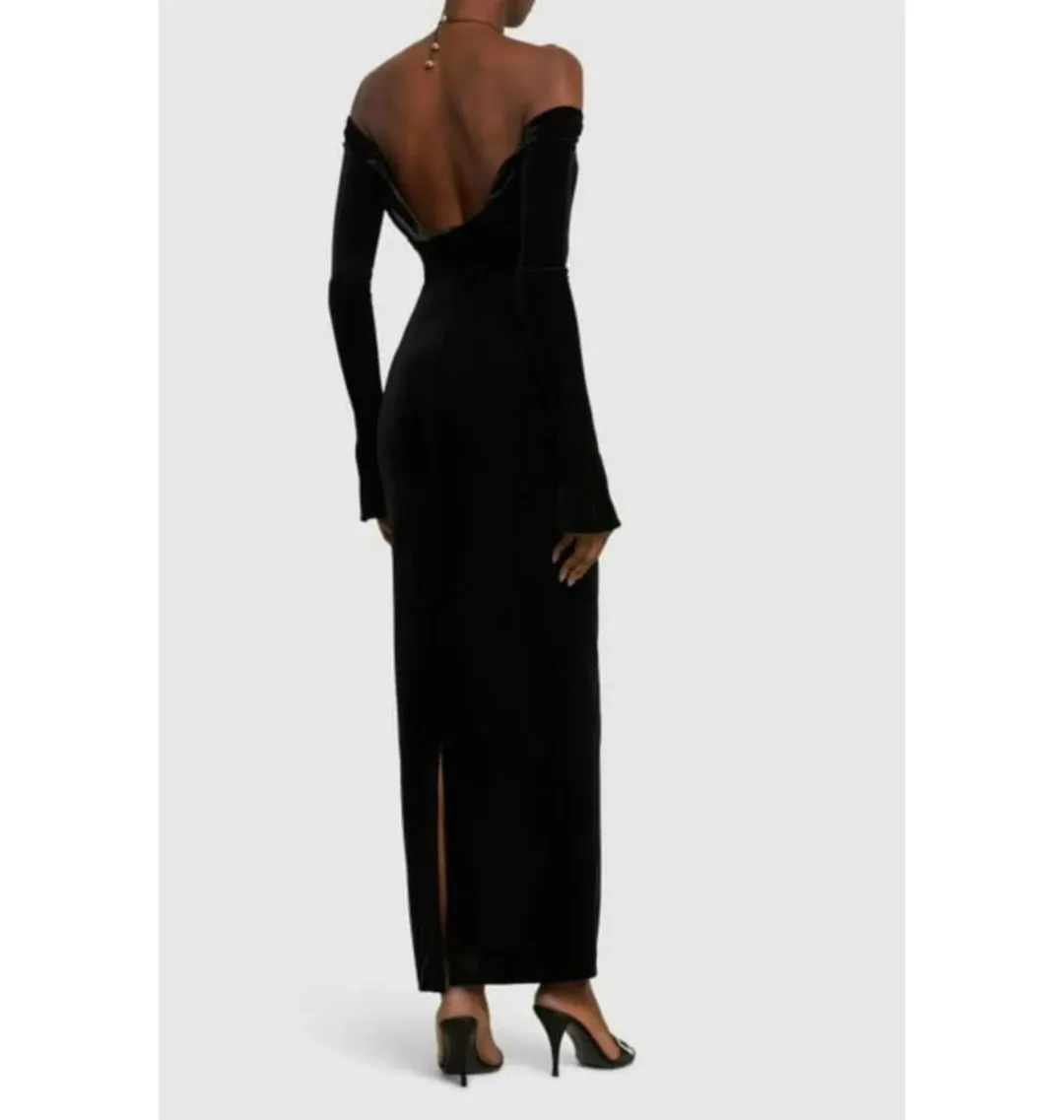 16arlington Salm Velvet Cut Out Dress Black Size UK 12 for rent on The Volte - main image