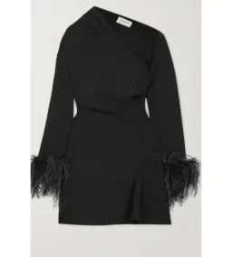 16ARLINGTON Rent Adelaide Feather Mini Dress Black Size 12 for rent on The Volte - image 3