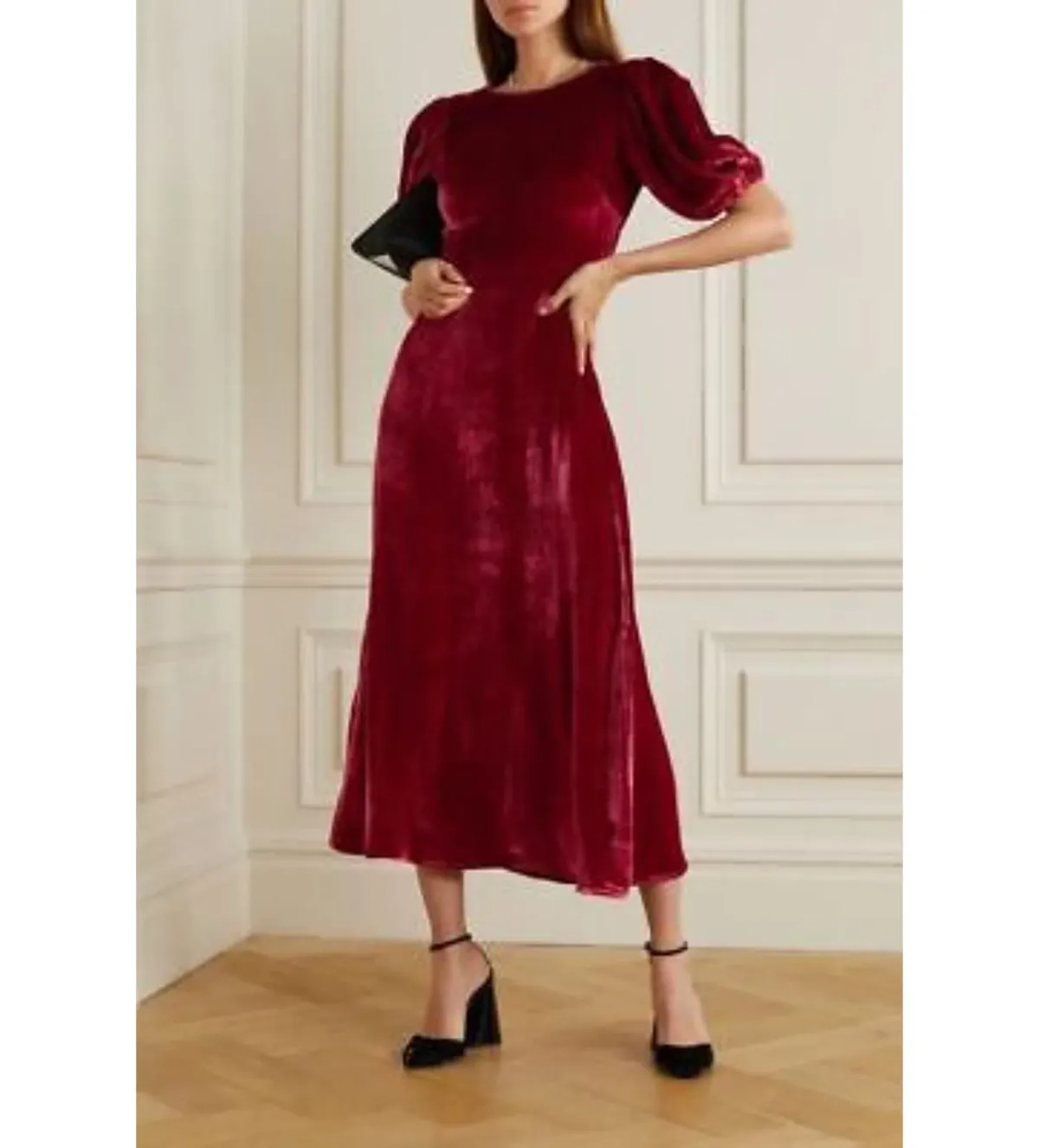 Reformation Livia Velvet Backless Midi Dress Size UK 12 for rent on The Volte - main image