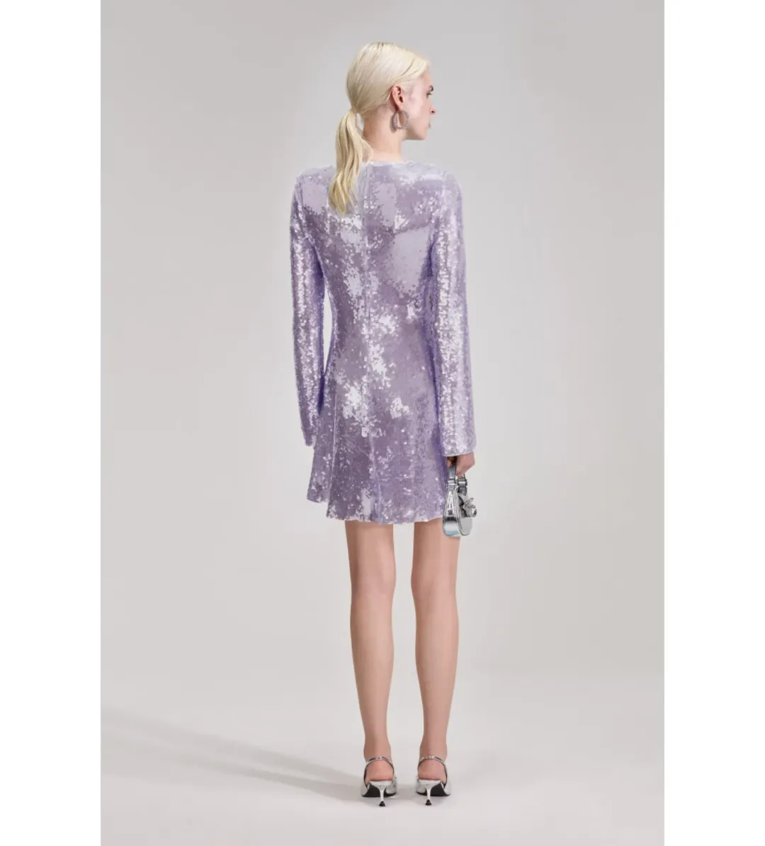 Self-Portrait Rent Lilac Sequin Mini Dress Size 12  for rent on The Volte - main image