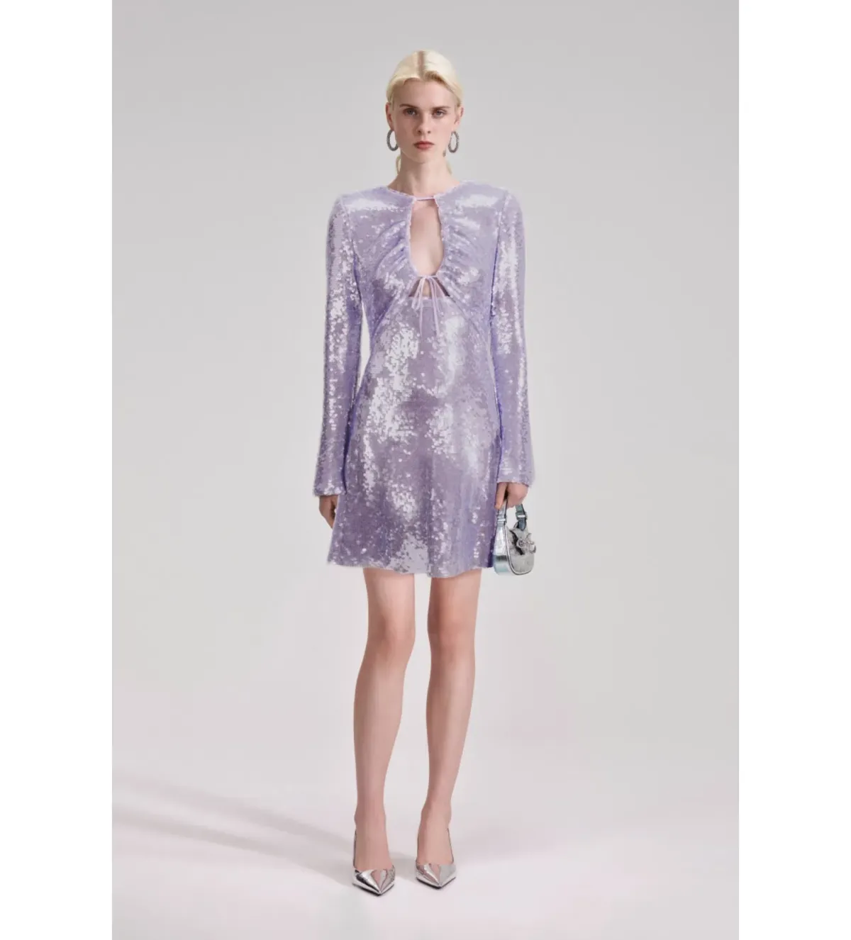 Self-Portrait Rent Lilac Sequin Mini Dress Size 12  for rent on The Volte - main image