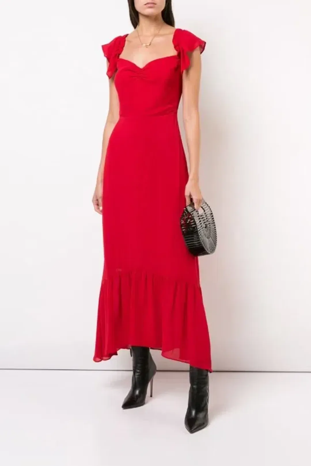 Reformation Butterfly Midi Dress Red Size UK 12 for rent on The Volte - main image