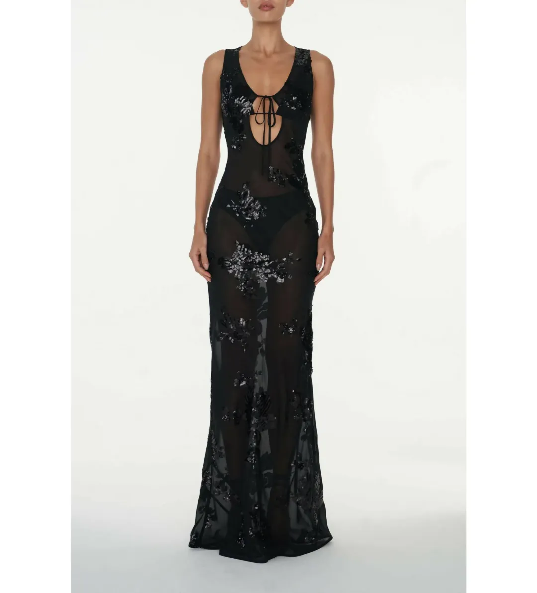 Rat & Boa Rent Giulia Sequin Dress Black Size 8  for rent on The Volte - main image