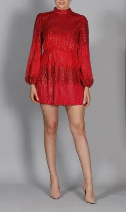 RIXO Samantha Mini Dress Red Size UK 12 for rent on The Volte - image 1