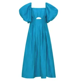 Aje Eugenie Midi Dress Azure Blue Size UK 10 for rent on The Volte - image 6