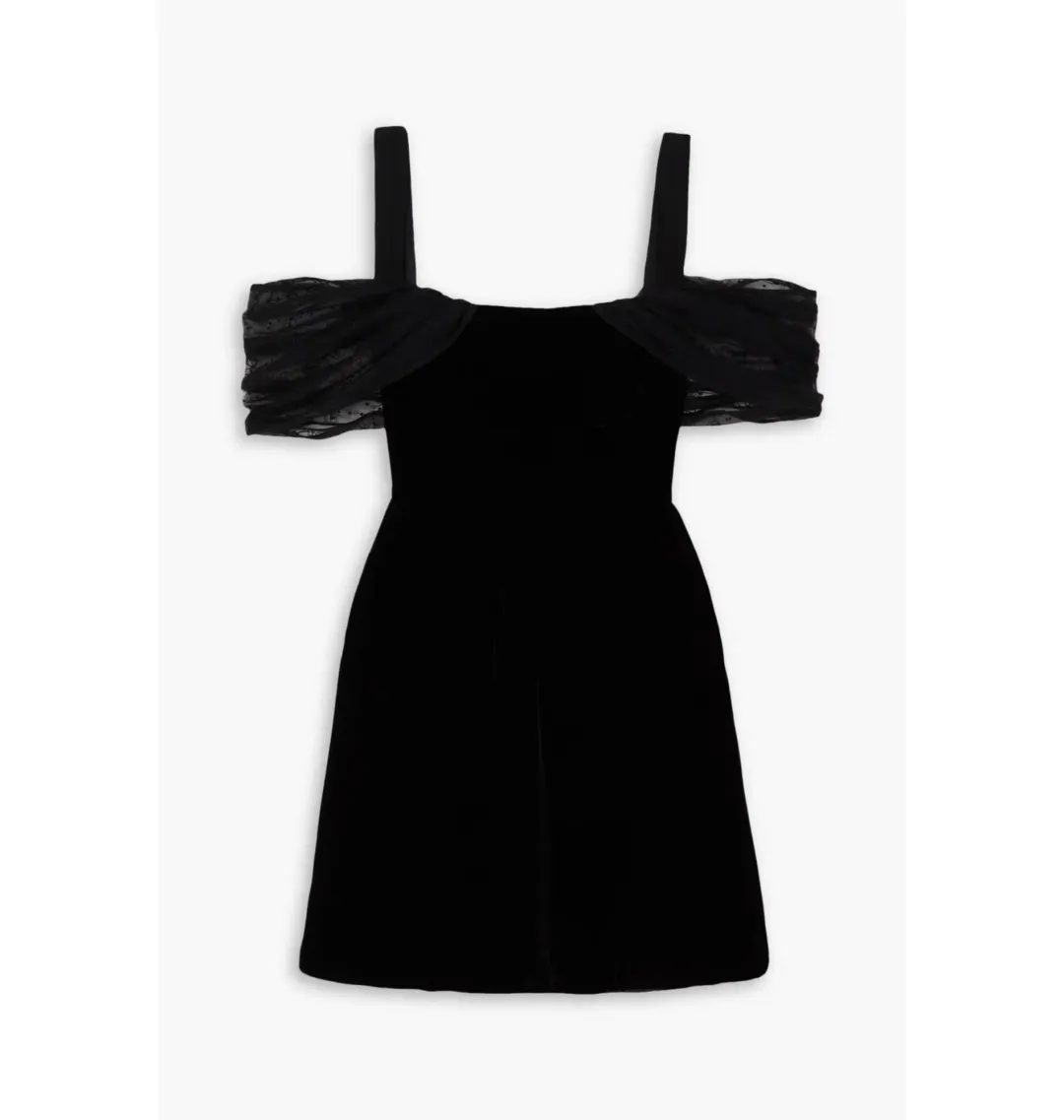 Saloni Rachel Velvet Mini Dress Black Size S / UK 8 for rent on The Volte - main image