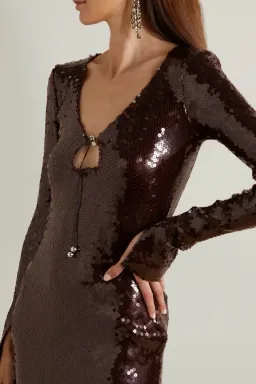 16Arlington Solaria Sequin Dress Chocolate Brown Size 10 for rent on The Volte - image 2