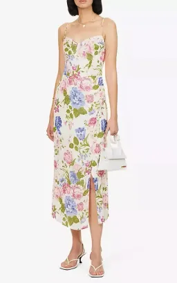 Reformation Kourtney Midi Dress White Floral Print Size UK 12 for rent on The Volte - image 5
