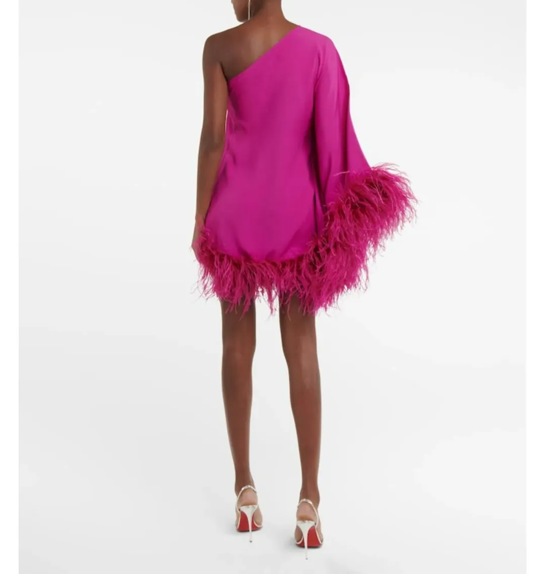 Taller Marmo Piccolo Ubud Feather Mini Dress in Pink Size UK 12 for rent on The Volte - main image