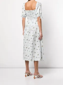 Reformation Melony Linen Midi Dress Floral Size UK 12 for rent on The Volte - image 3