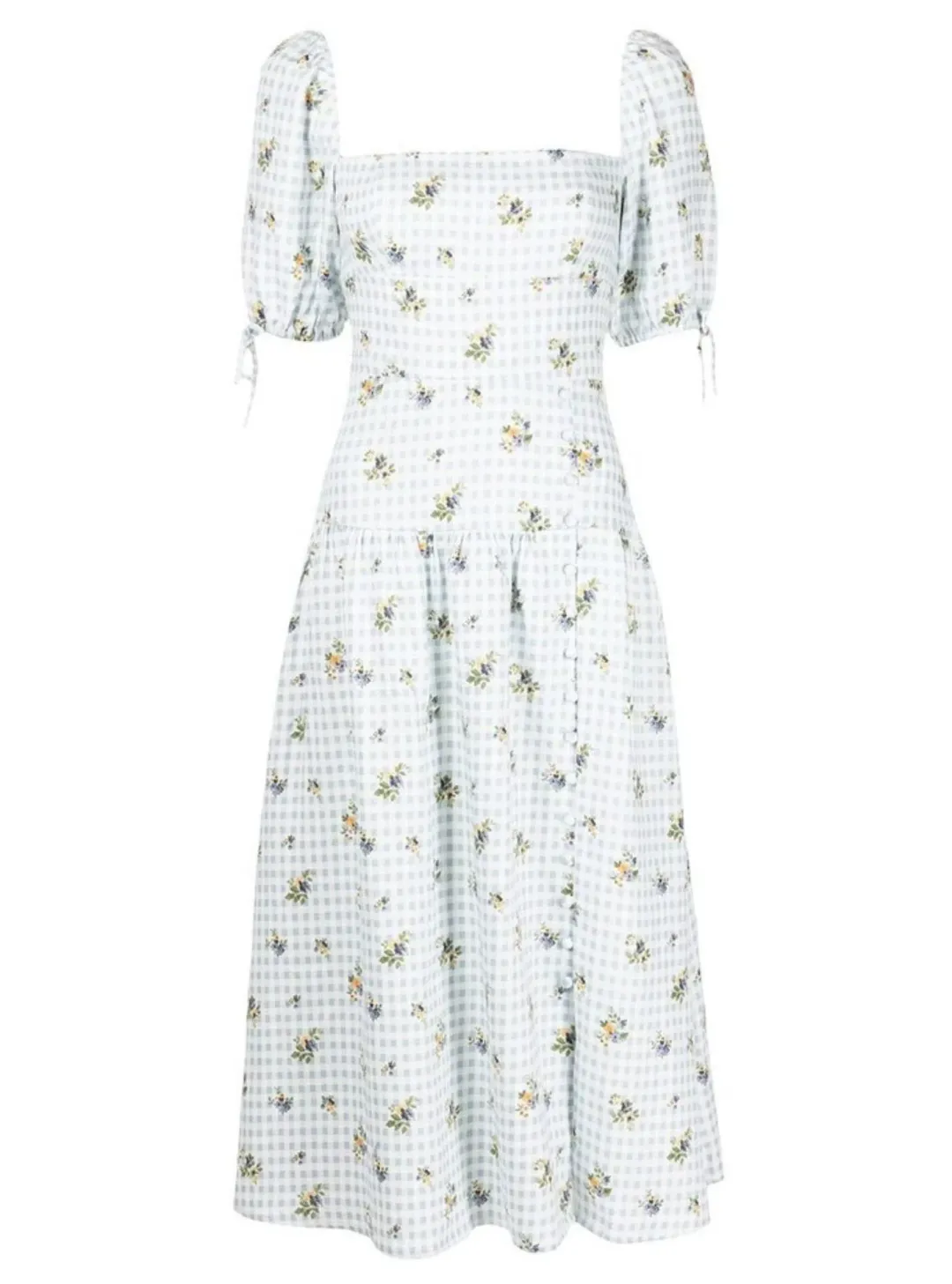 Reformation Melony Linen Midi Dress Floral Size UK 12 for rent on The Volte - main image
