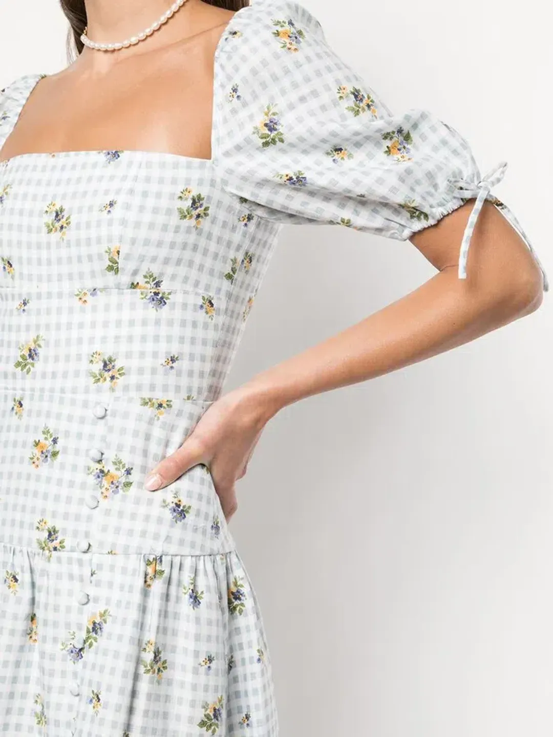 Reformation Melony Linen Midi Dress Floral Size UK 12 for rent on The Volte - main image