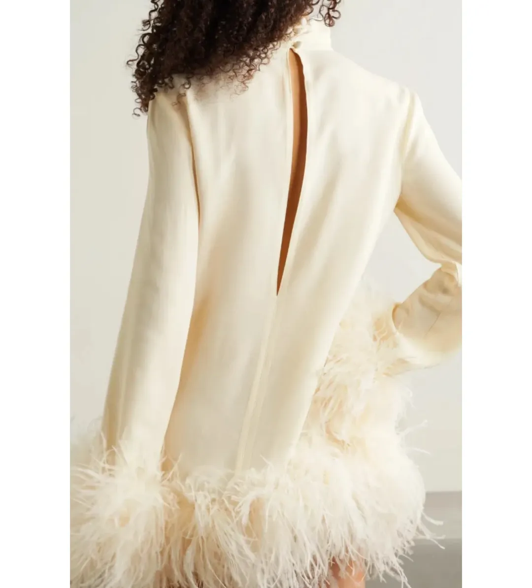 Taller Marmo Gina feather Mini Dress Ivory Size 8 for rent on The Volte - main image