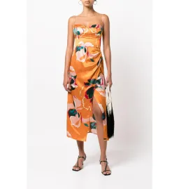 Reformation Marguerite Flambe dress Orange Floral Size UK 12 for rent on The Volte - image 1