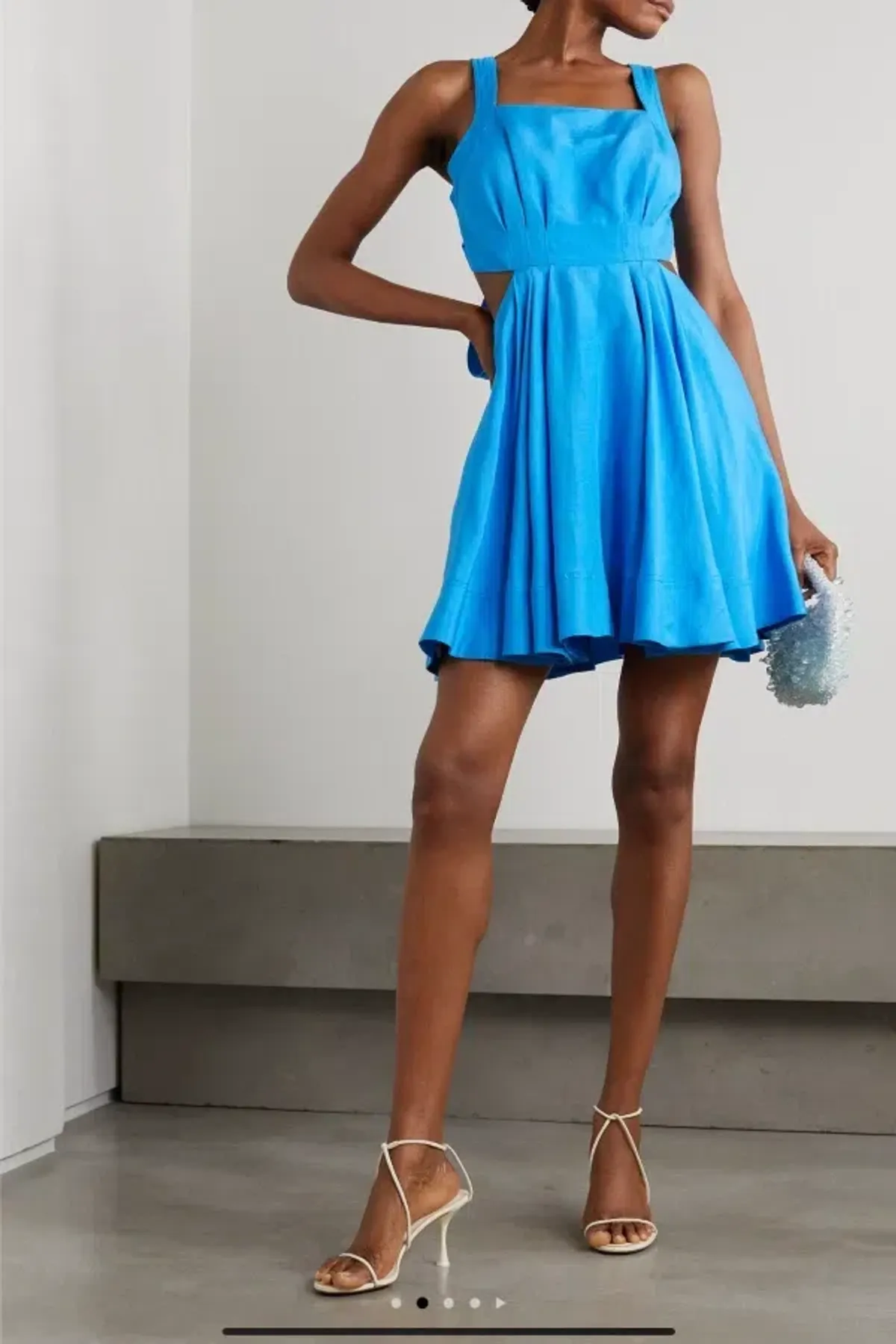 Aje Rent Clara Tie Back Mini Dress Blue Size UK 12 for rent on The Volte - main image