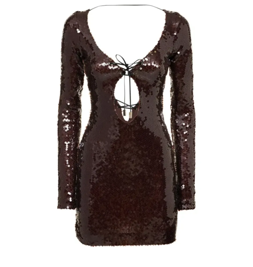 16arlington Solarium Mini Dress  Brown Size UK 10 for rent on The Volte - main image