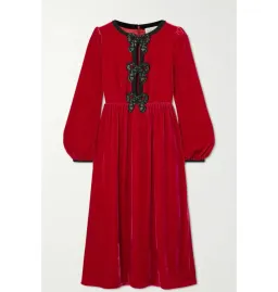 Saloni Camille Velvet Bow Dress Red Size UK 12 for rent on The Volte - image 3