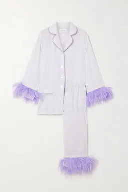 Sleeper Party Double Feather Trimmed Pyjama Set Lilac Size UK 10 for rent on The Volte - image 5