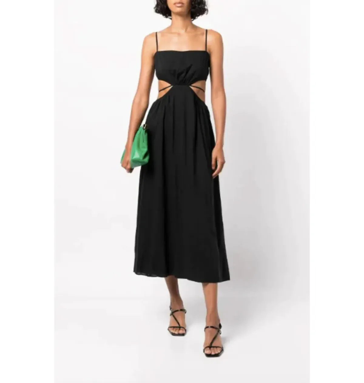 Reformation True Cut Out Midi Dress Black Size UK 12 for rent on The Volte - main image