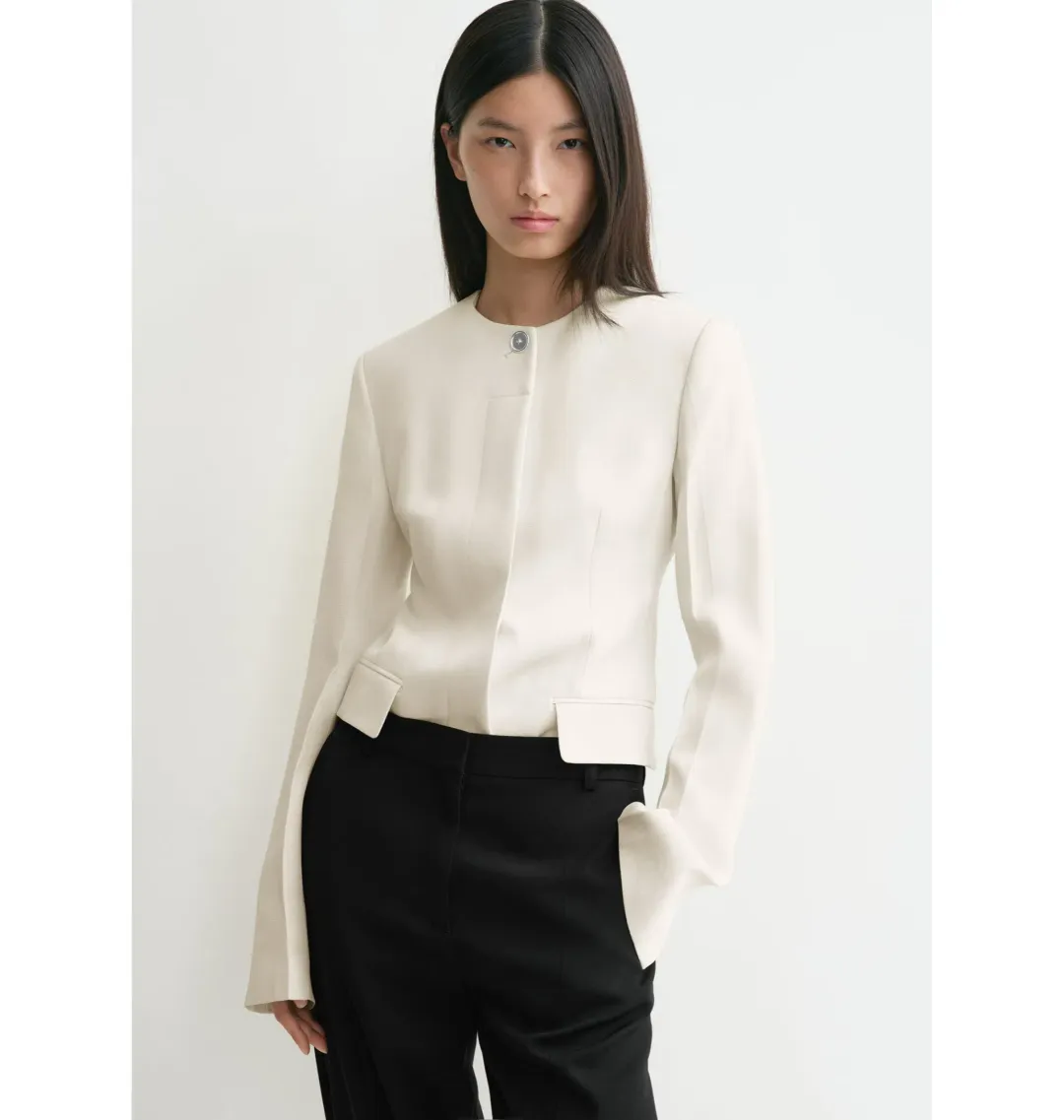 Totême Collarless Blazer Ecru Size UK 10 for rent on The Volte - main image