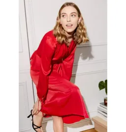 Kitri Lana Satin Vintage Dress Red Size UK 10 for rent on The Volte - image 2