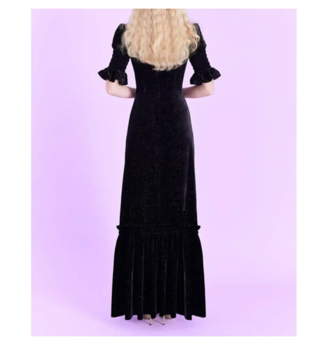 The Vampire’s Wife Night Flight Velvet Glitter Gown Black Size UK 10 for rent on The Volte - main image
