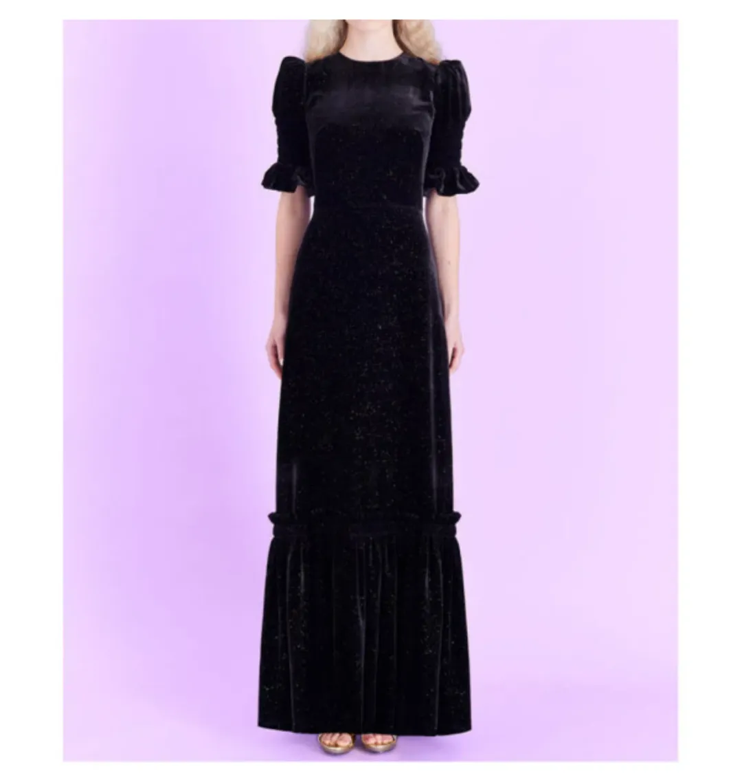 The Vampire’s Wife Night Flight Velvet Glitter Gown Black Size UK 14 for rent on The Volte - main image