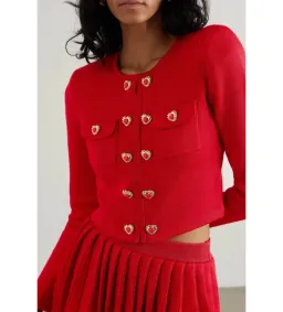 Self-Portrait Heart Buttoned Cardigan Red Size M/Au 10 for rent on The Volte - image 3