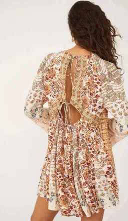 Free People Stevie Printed Tunic Mini Dress Tea Combo Size M / UK 10 for rent on The Volte - image 6