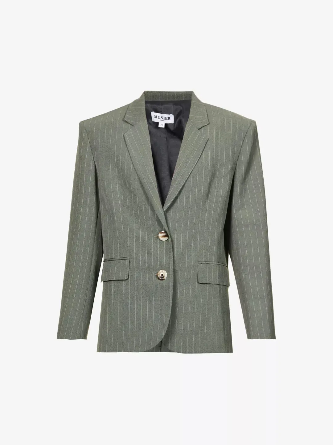 Musier Paris Candice Pinstriped Blazer Green Size UK 10 for rent on The Volte - main image
