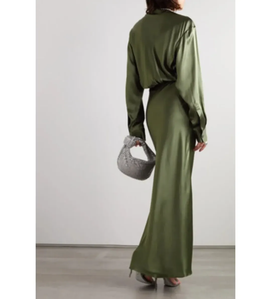 Christopher Esber Triquetra Silk Cut Out Maxi Dress Green Size 12 for rent on The Volte - main image