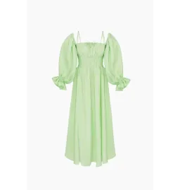 Sleeper Cancan Linen Maxi Dress Green Size XS / UK 6 for rent on The Volte - image 3