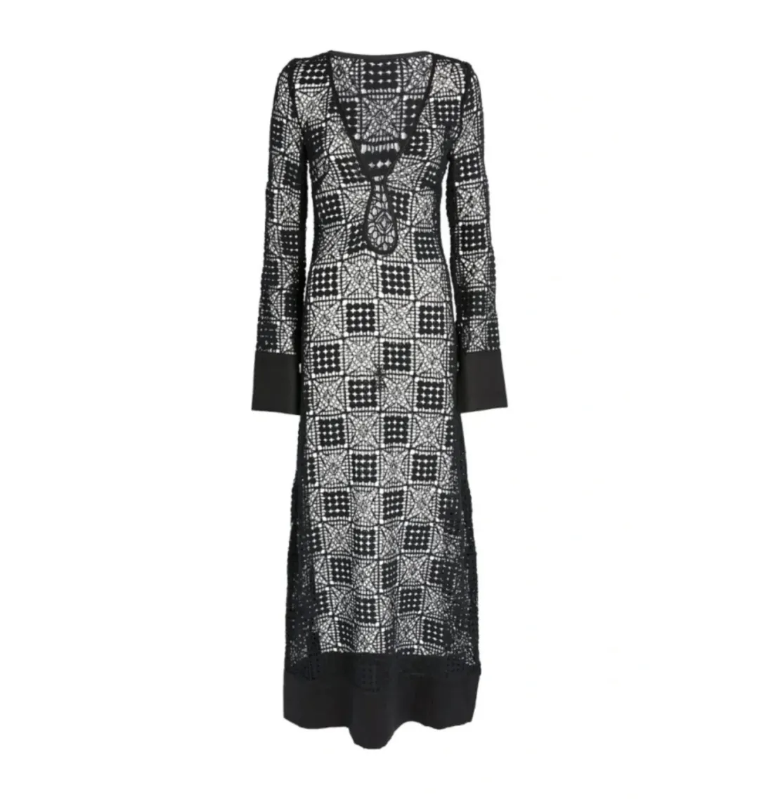 Sir The Label Rayure Crochet Dress Black Size UK 10 for rent on The Volte - main image