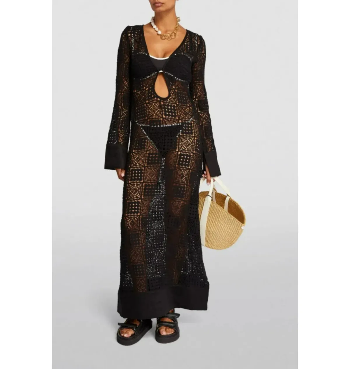 Sir The Label Rayure Crochet Dress Black Size UK 10 for rent on The Volte - main image