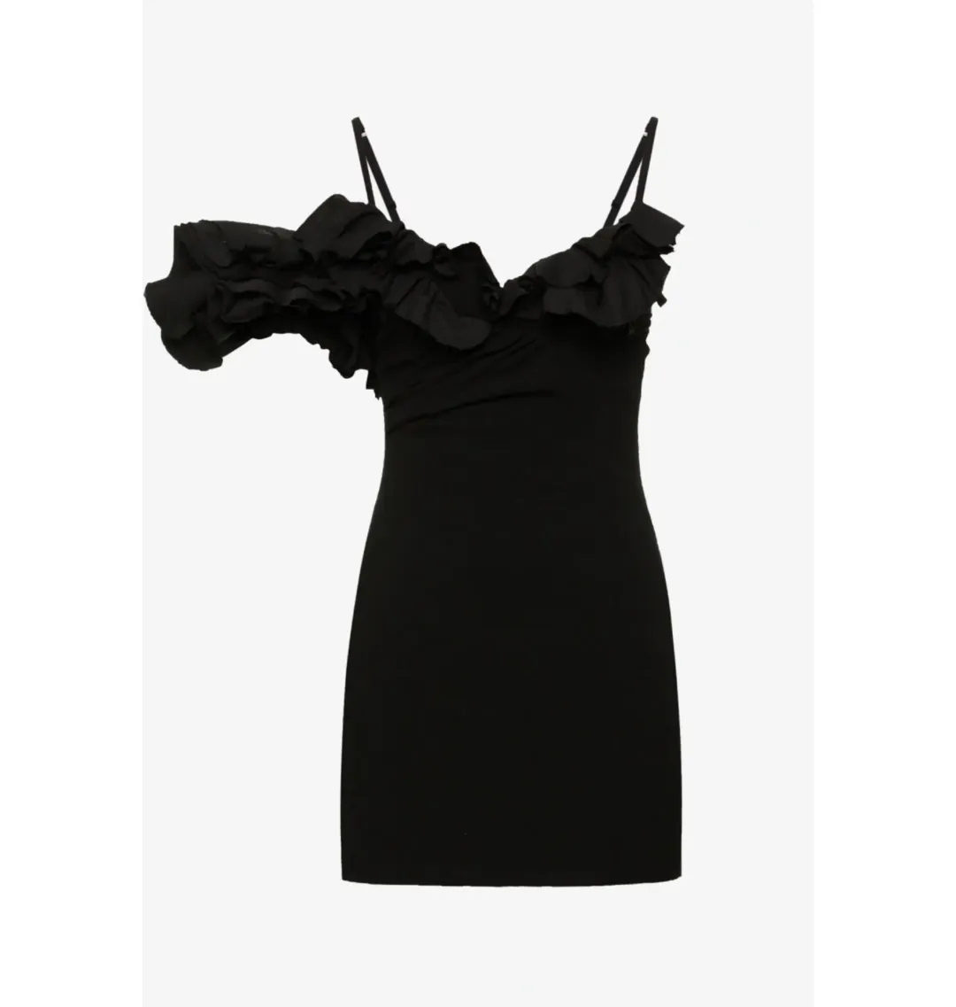 Jacquemus Le Robe Duna Frill Dress Black Size UK 10  for rent on The Volte - main image