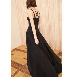 Ulla Johnson Anya Ruched Silk Maxi Gown Black Size UK 12 for rent on The Volte - image 3