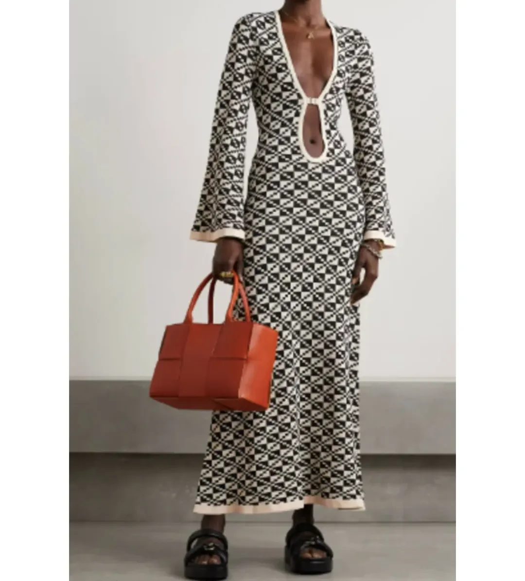 Dodo Bar Or Black Lori Cut Out Knit Maxi Print Size 12 for rent on The Volte - main image