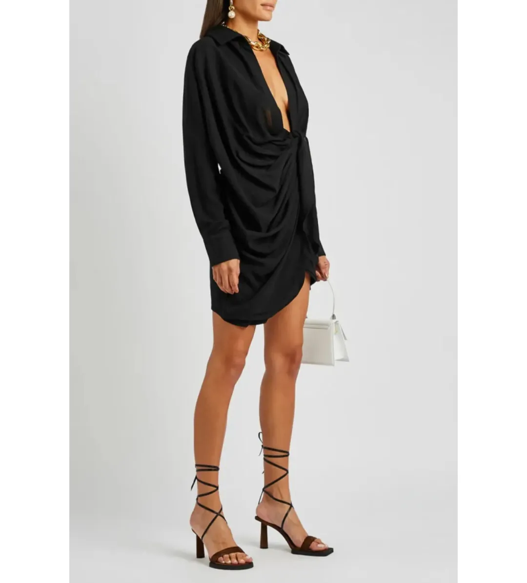 Jacquemus Bahia Shirt Dress Black Size 8 for rent on The Volte - main image