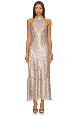 Rixo Zuri Midi Gold Sequin Dress Size UK 12 for rent on The Volte - image 1